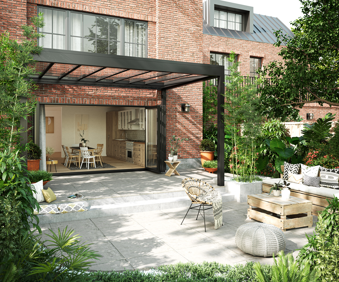 Een terrasoverkapping met lamellen is een stijlvolle uitbreiding van je woning.